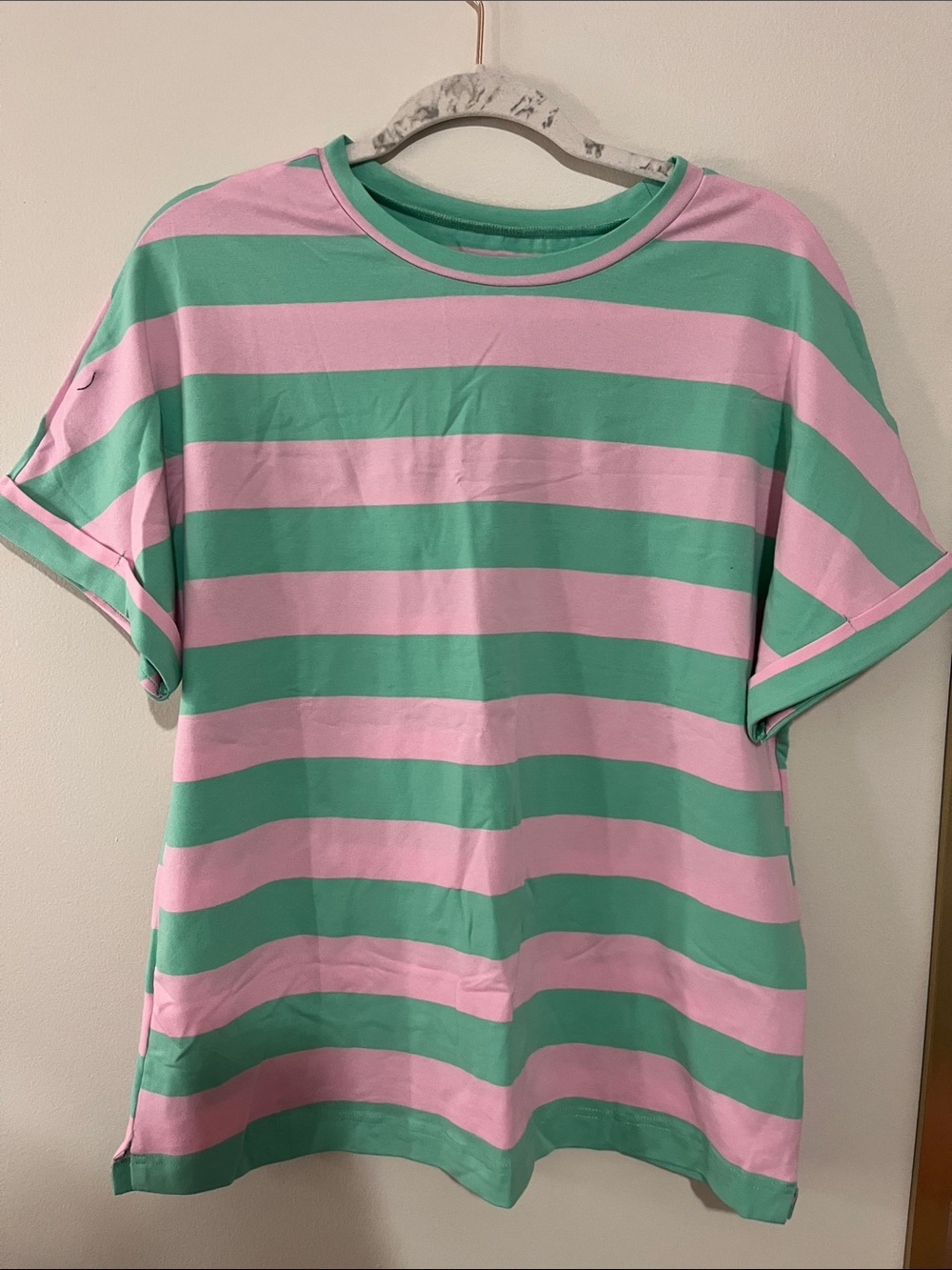 Striped Pink and Green Cotton Tee